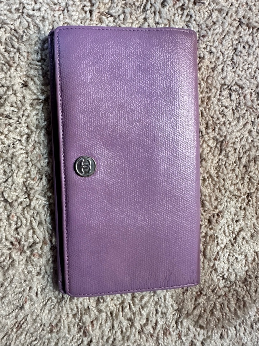 CHANEL Lilac Caviar Leather Long Wallet with Silver CC Snap - Picture 1 of 9